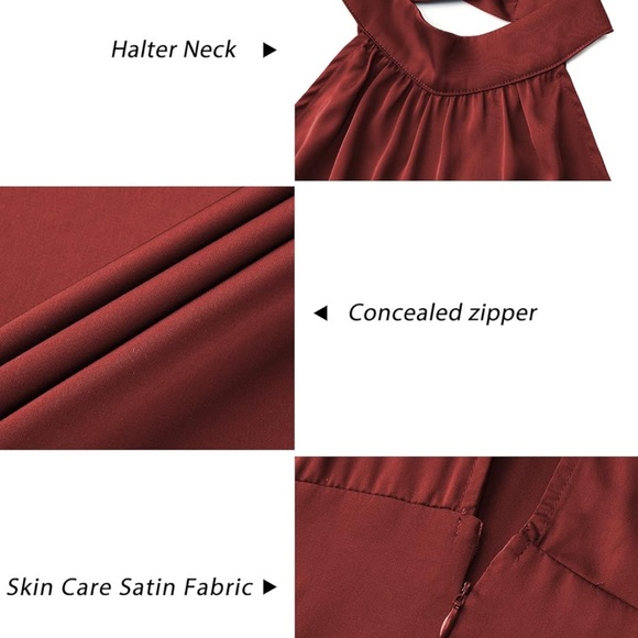 Summer Maxi Dress Halter Neck Sleeveless Wedding Guest Satin Long Dress #HH - Picture 4 of 5